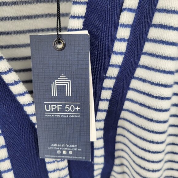 Cabana Life Essential Terry Navy and White Striped Tunic Cover Up Size Medium - Picture 3 of 10